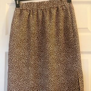 J. Crew Spotted Brown and Cream Maxi Skirt with Pockets